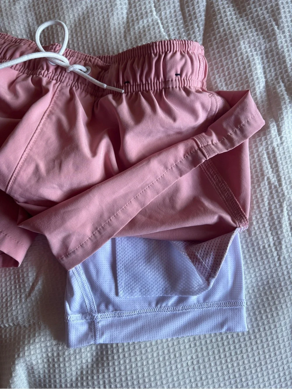 hollister dusty salmon pink lined swim trunks men’s xs coastal beach shorts euc